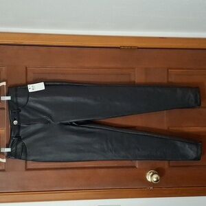 INC International Concepts Black Leatherette Trousers Pleather Size 8 Skinny